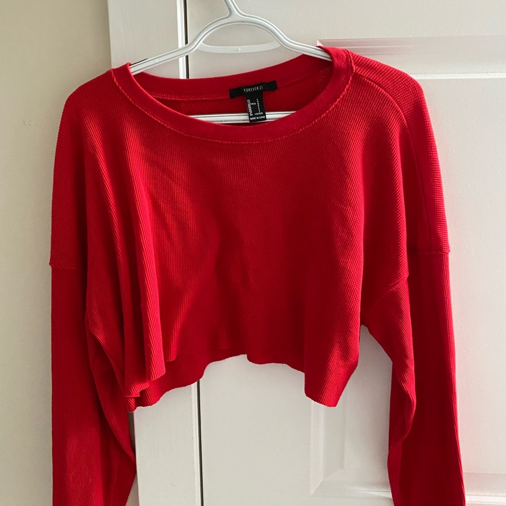 Red Cropped Long Sleeve